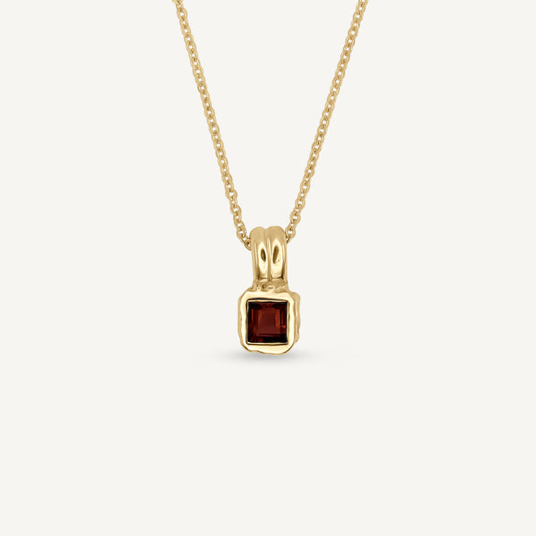 Lys Garnet Solitaire 14ct Gold Necklace