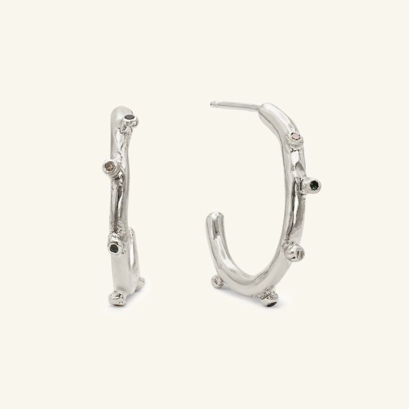 Arne Diamond & Tourmaline 14ct Gold Hoop Earrings