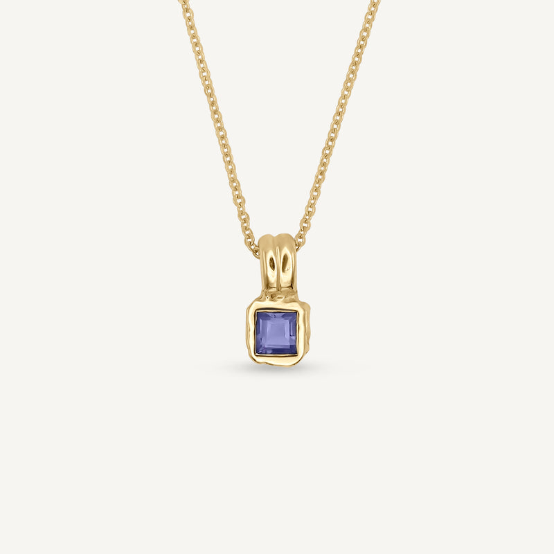 Lys Tanzanite Solitaire 14ct Gold Necklace