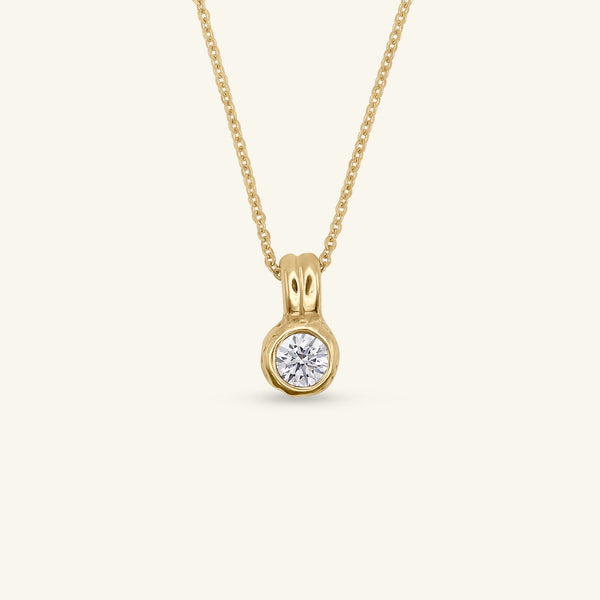 Lys Round Antique Diamond Solitaire 14ct Gold Necklace