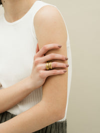 Arne and Armfelt Stacking Rings - handmade in London using recycled silver and plated in 18ct yellow gold.