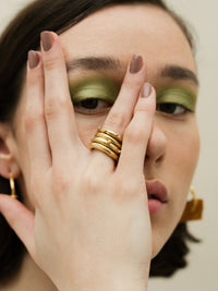 Arne and Armfelt Stacking Rings - handmade in London using recycled silver and plated in 18ct yellow gold.