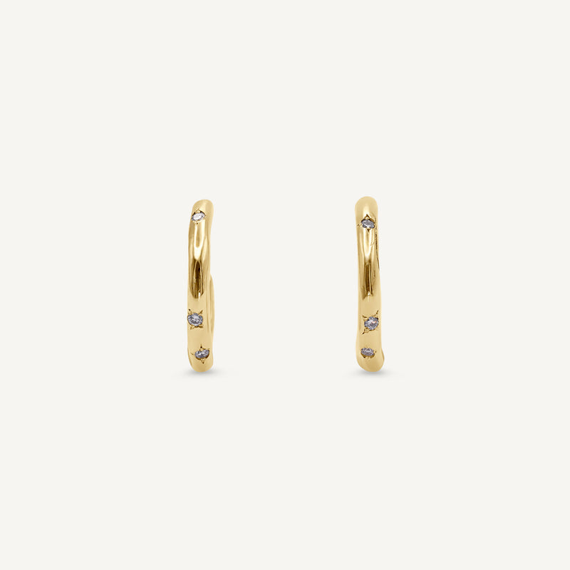 Scatter Diamond 14ct Gold Hoop Earrings