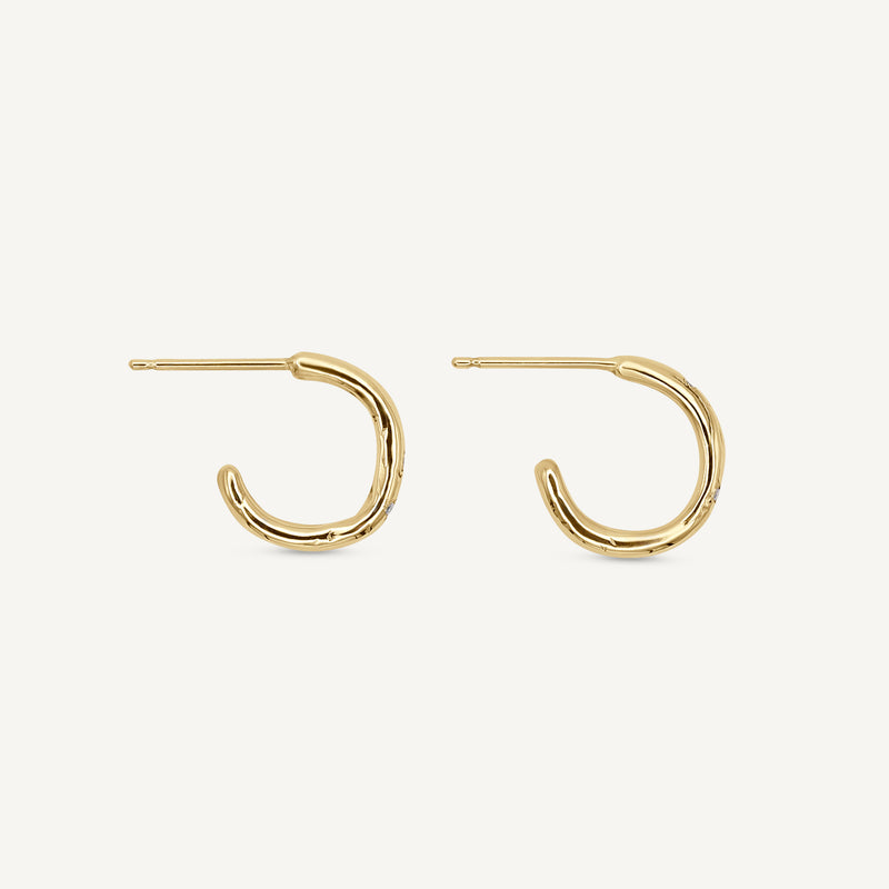 Scatter Diamond 14ct Gold Hoop Earrings