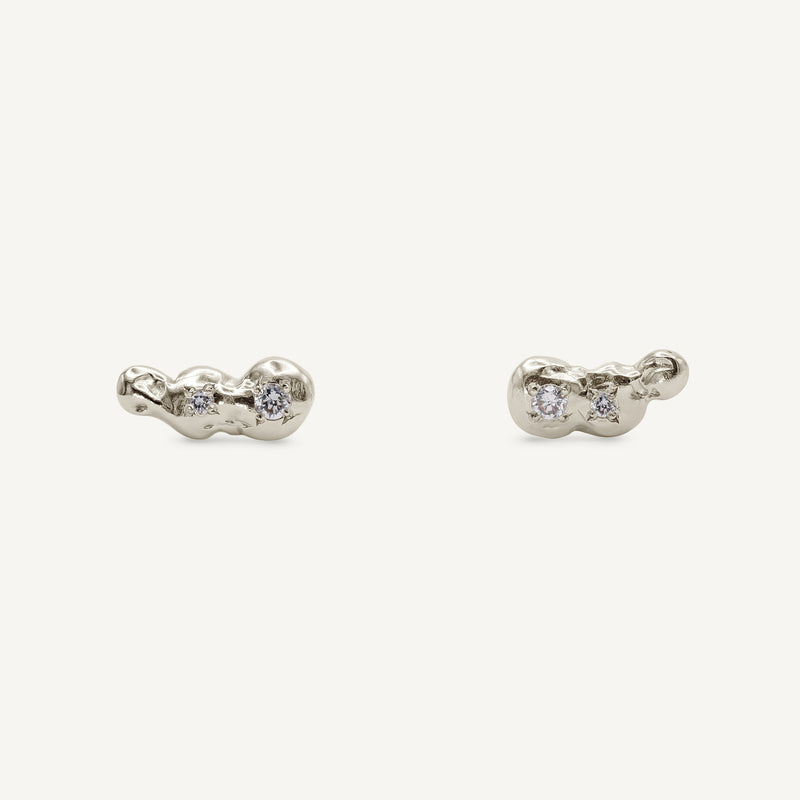 Scatter Duo Diamond 14ct Gold Stud Earrings