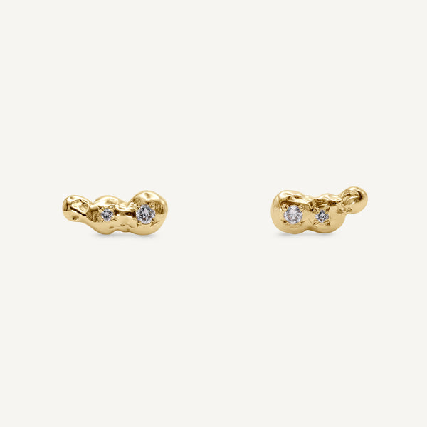 Scatter Duo Diamond 14ct Gold Stud Earrings