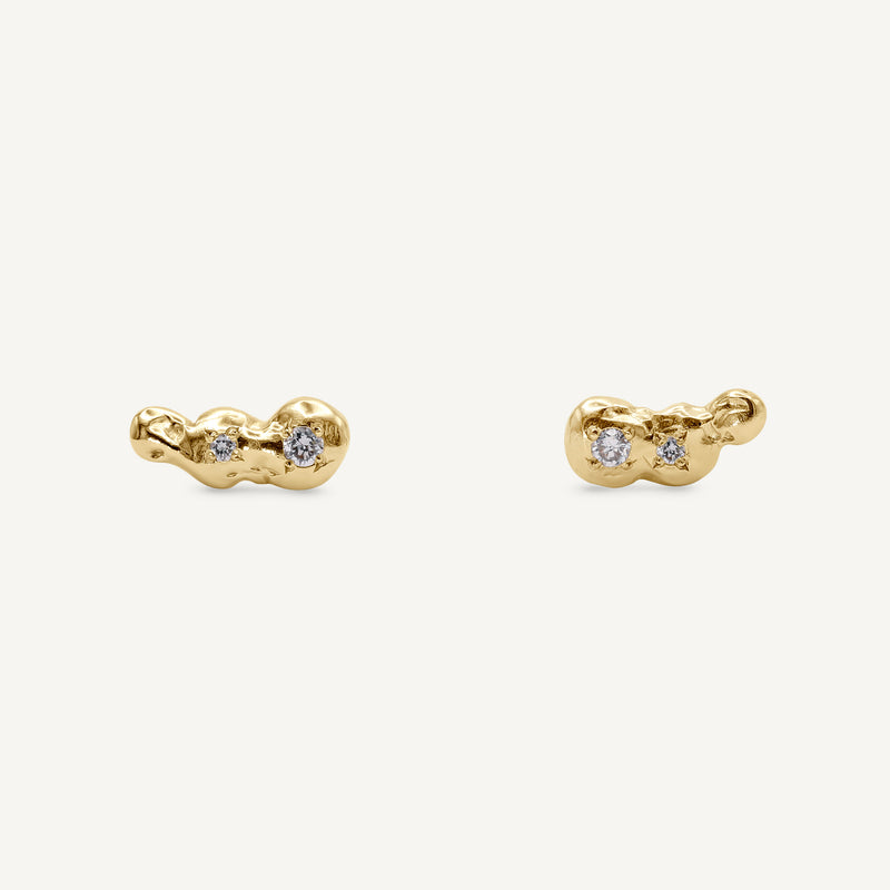 Scatter Duo Diamond 14ct Gold Stud Earrings