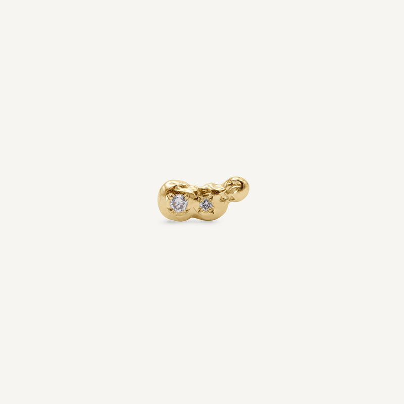 Single Right Scatter Duo Diamond 14ct Gold Earring