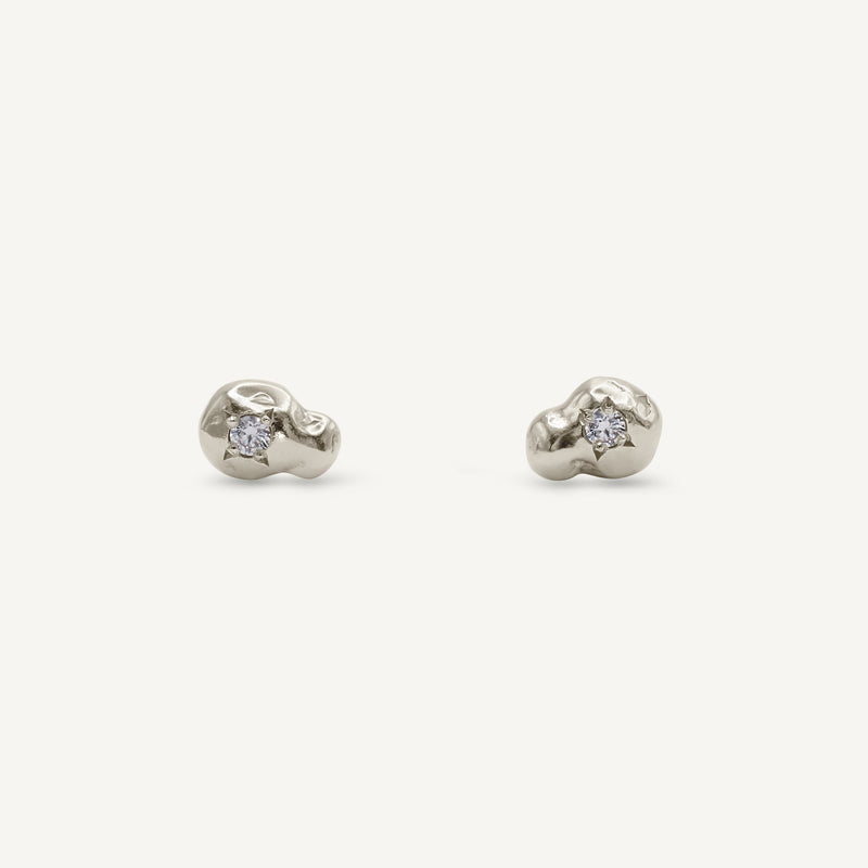 Scatter Solo Diamond 14ct Gold Stud Earrings