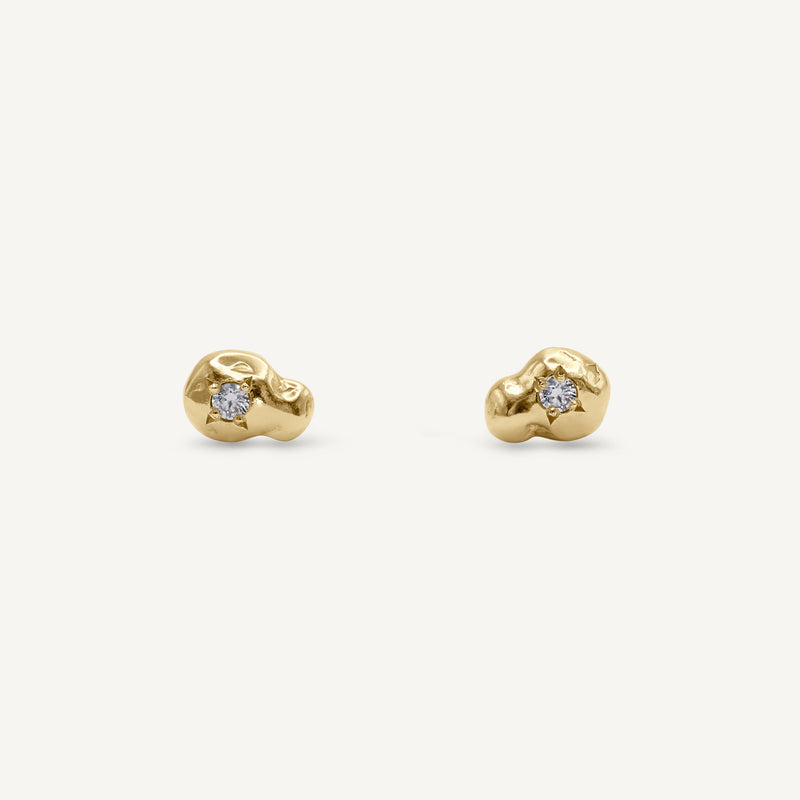 Scatter Solo Diamond 14ct Gold Stud Earrings