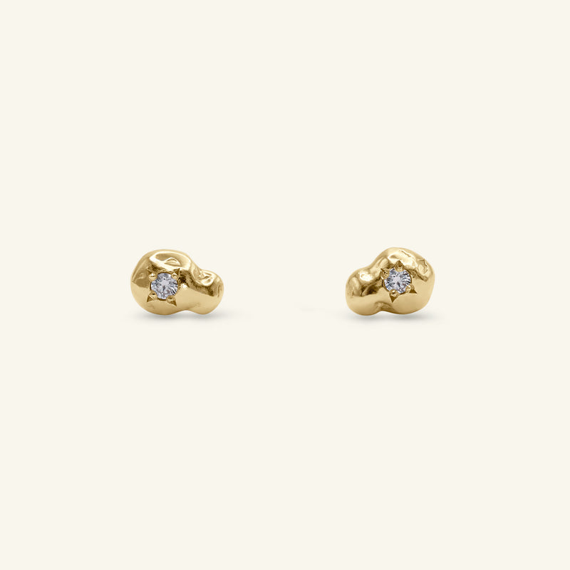 Scatter Solo Diamond 14ct Gold Stud Earrings