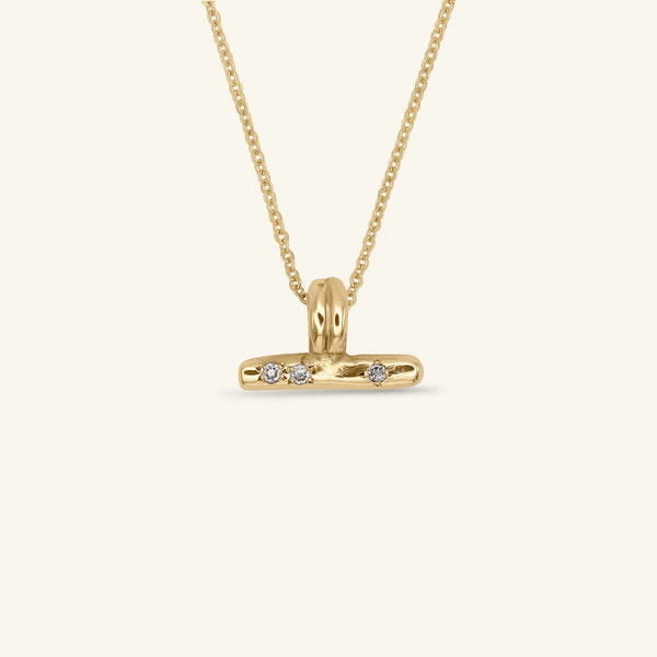 Scatter T Bar Diamond 14ct Gold Necklace