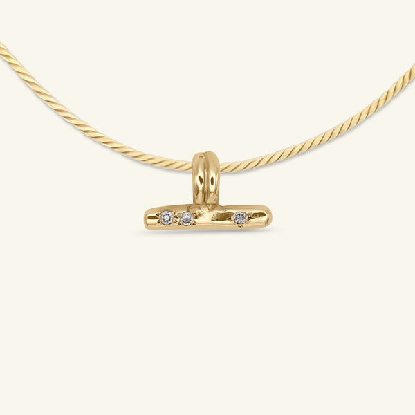 Scatter T Bar Diamond 14ct Gold Pendant