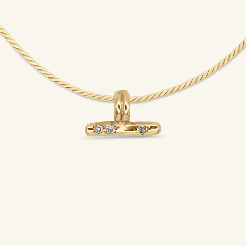 Scatter T Bar Diamond 14ct Gold Pendant