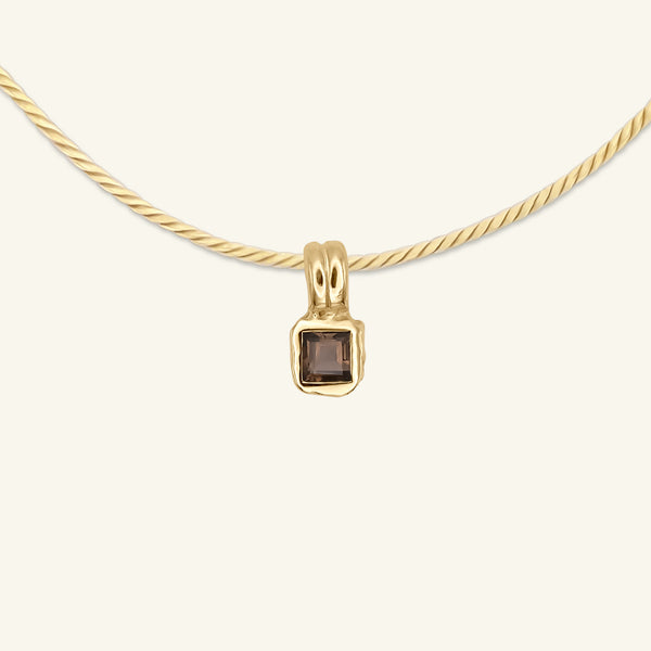 Lys Smokey Quartz Solitaire 14ct Gold Pendant
