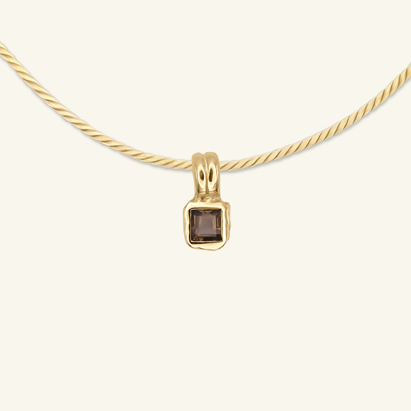 Lys Smokey Quartz Solitaire 14ct Gold Pendant