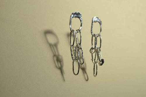 One-of-a-kind Chain Drop Earrings - handmade in London using recycled silver.